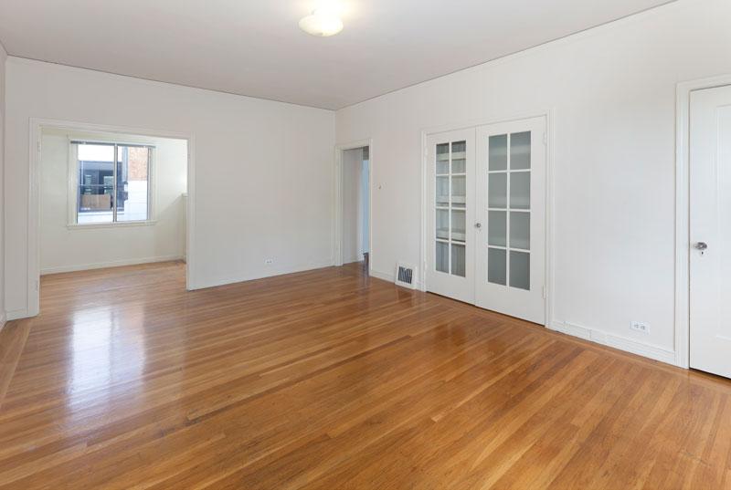 Empty room with wood floors